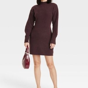 (NWT) A New Day Women's Brown Long Sleeve Mock Turtleneck Sweater Dress Size M